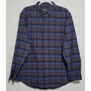 Pendleton Mason Flannel Men's Shirt Brown Blue 100% Cotton Size XL EUC